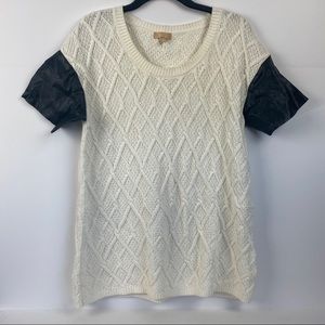 3/$20 sweater with faux leather sleeves